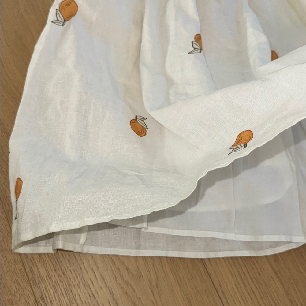 White Smocked Sundress with Orange Fruit Print - Picture 7 of 7